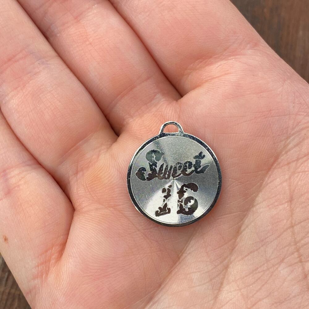 Vintage 925 Sterling Silver "Sweet 16" Teenage Birthday Pendant Bracelet Charm